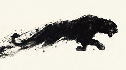 Black Panther in Motion: A Dramatic Ink Illustration