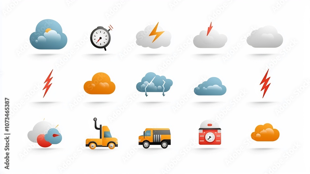 Poster Collection of minimalist weather icon symbols with clean editable stroke outlines including tornado lightning and cloud in flat style isolated on white background pixel perfect 64 x 64