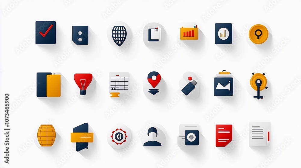 Poster comprehensive set of modern business management and icons in editable stroke outline style isolated 