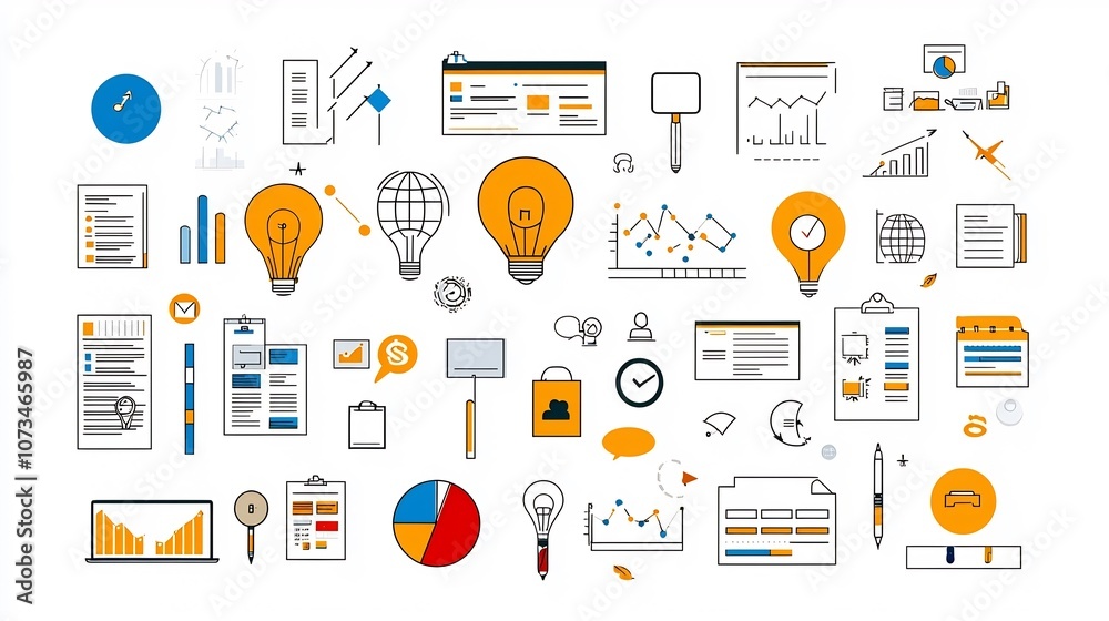 Poster Editable outline icons set for business workflow task management and team Isolated on a clean white background with a pixel perfect 64 x 64 design