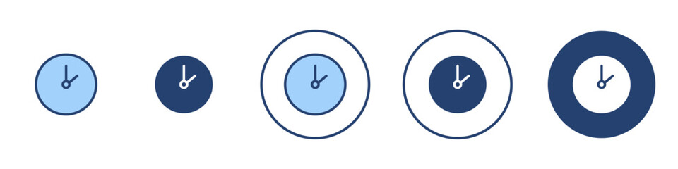 Clock two icon Thin line art isolated