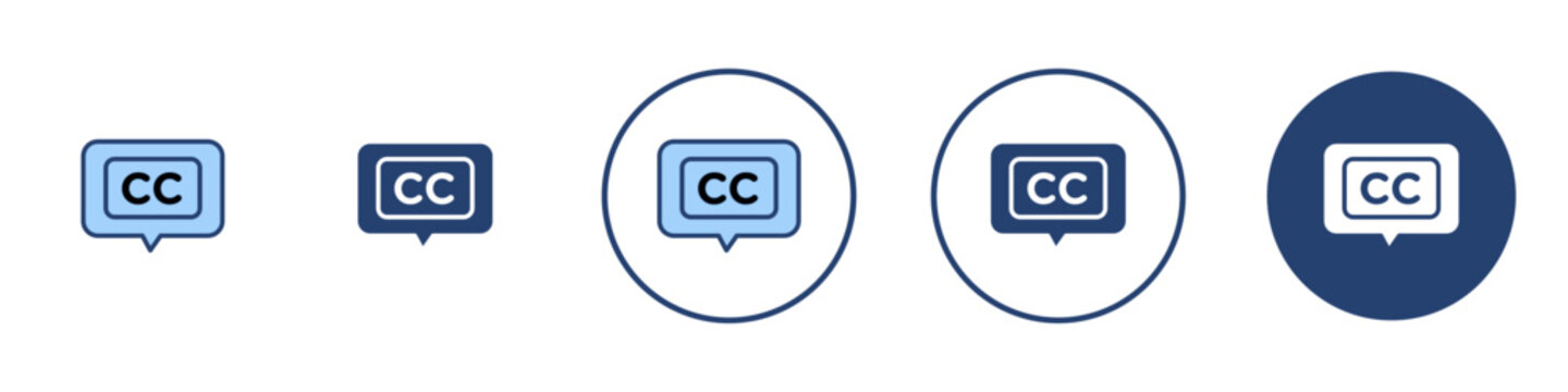 Closed caption icon Thin line art isolated