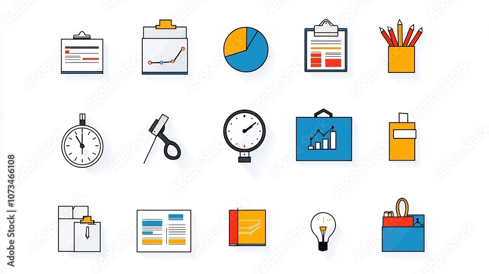 Aufkleber Minimalist icons for business tasks like budget management reporting and planning presented in a clean editable outline style perfect for use in digital applications software