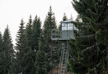 A military watchtower, part of the Iron Curtain, on the borders of the Eastern Western Bloc, between Bohemia and Bavaria during the Cold War
