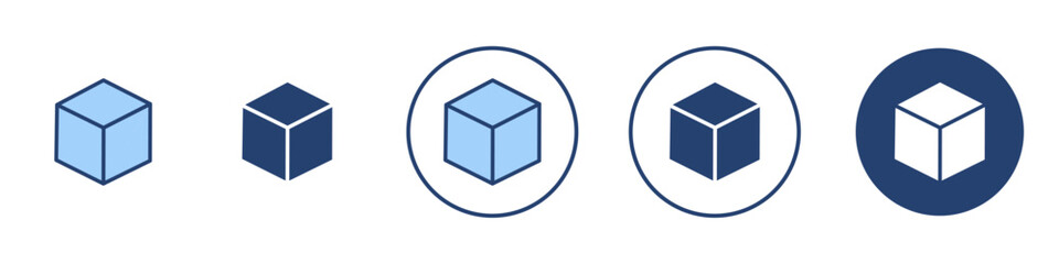 Cube icon Thin line art isolated