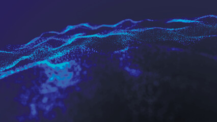 Dynamic wave of glowing points. Futuristic background for presentation design. 3d Vector illustration.