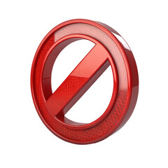 3D Red Prohibition Sign 'No Entry' Isolated on Transparent Background