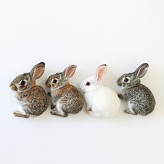 Fototapeta premium Rabbits, isolated, on a white background. Illustration for advertising agriculture, rabbit breeding.