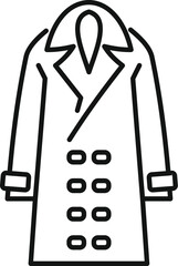 Simple line icon representing a classic trench coat, perfect for fashion and outerwear projects