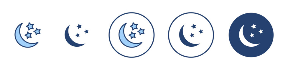 Moon stars icon Thin line art isolated