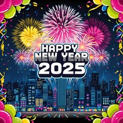 colorful fireworks new year background