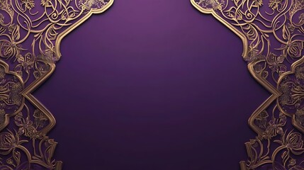 A Purple Background with Golden Ornate Floral Frames