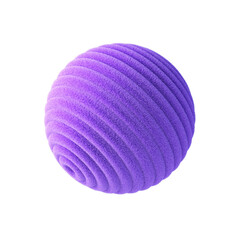 Abstract sphere made of violet fur, isolated on white background. 3d rendering.
