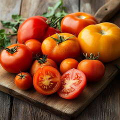 tomatoes on a wooden table