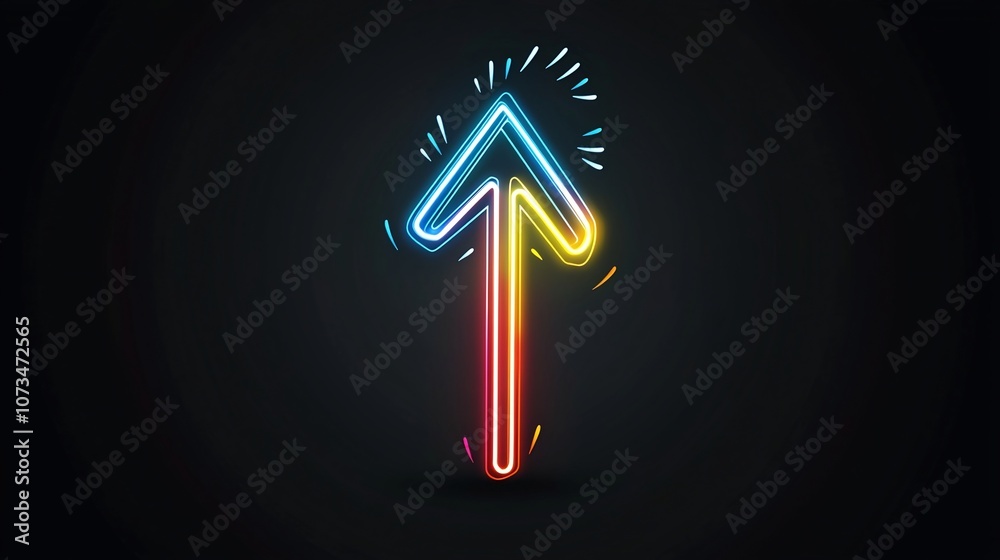 Aufkleber vibrant colorful beams of light forming an upward pointing arrow glowing with a sense of speed momen