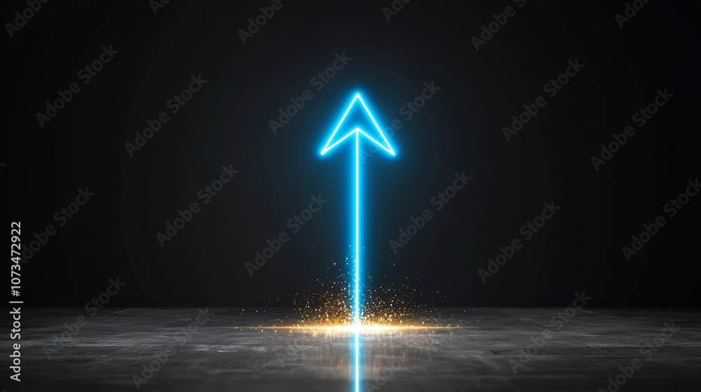 Leinwandbilder bright glowing arrow shaped beams forming a sharp dynamic on a pure black background exuding a sense