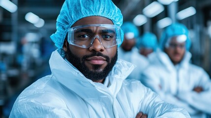 Multicultural group of engineers in a factory, working together to solve technical problems, highlighting the global workforce in modern industries