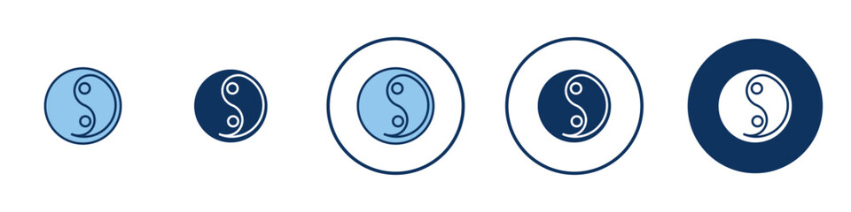 Yin yang icon Thin line art isolated