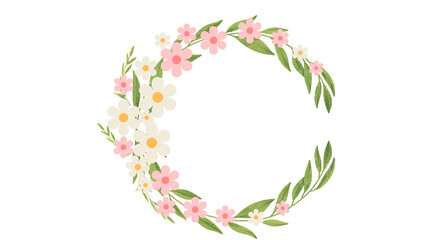Beautiful flower images arranged by flower size in a circle with alternating colors. Transparent background.