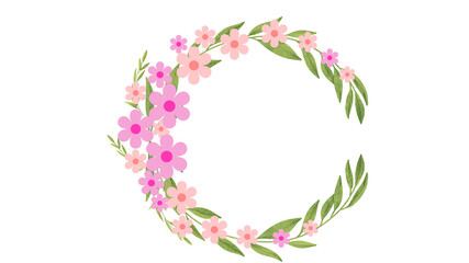 Beautiful flower images arranged by flower size in a circle with alternating colors. Transparent background.