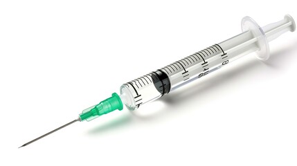 Injection with a Syringe Isolated on White Background - a clinical and precise visual. The injection with a syringe isolated on the white background creates a clean and sterile look. It gives the impr