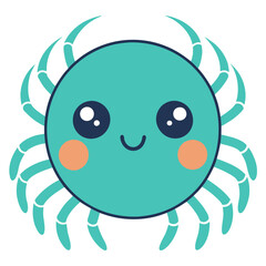 Cartoon blue crab icon with happy expression