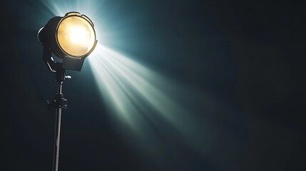 A spotlight illuminates a dark space, creating a dramatic effect.