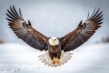 Majestic Bald Eagle in Flight - Minimalist AI Art