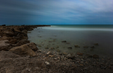 long exposure photo of coast