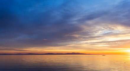 Serene Sunrise Over Vancouver Island Waters in Victoria, BC, Canada
