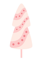 Pink Christmas tree clipart. Merry Christmas clipart. Christmas festive hand draw object. Vector illustration in flat style	
