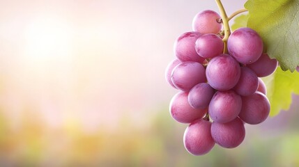 Fresh cluster of ripe red grapes with soft background
