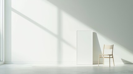 Bright Classroom Setting with Empty Standee Mockup for Educational Promotions and Student Engagement in Academic Environment