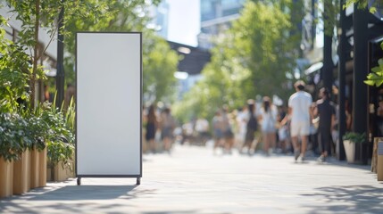 Vibrant Community Plaza with Empty Standee Mockup for Events and Promotions