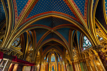 Interior Of The Sainte-Chapelle In Paris, France