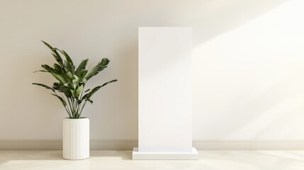 Elegant Bridal Shop Showcase: Empty Standee Mockup in Stylish Setting for Promoting Special Offers and Bridal Events