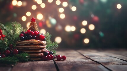 Obraz premium Festive Pancakes with Holiday Decorations