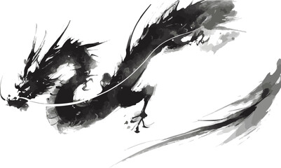 墨絵の龍　正月　吉凶