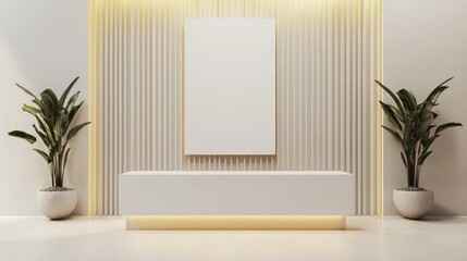 Chic Nail Salon Interior with Empty Standee Mockup for Beauty Product Promotion | Ultra-Detailed Commercial Design Concept