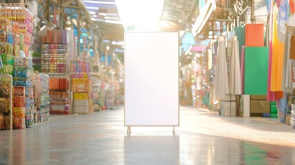 Obraz premium Vibrant Street Market Standee Mockup Display - Perfect for Local Business Promotion and Community Engagement