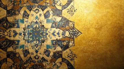Naklejka premium Intricate Mosaic Design with Golden Background