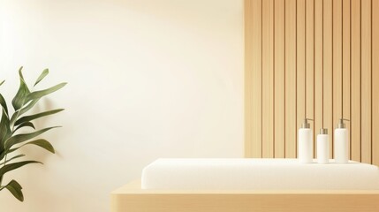 Serene Spa Interior with Empty Standee Mockup for Wellness Services Promotion