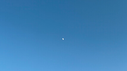 The Crescent Moon Center Blue Sky.