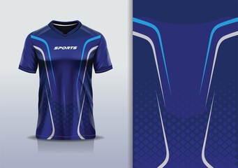 Sport jersey design template mockup curve line diamond pattern for racing, running, esports, blue navy gradient color © Nimpuna O