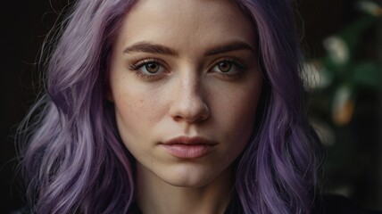 Fototapeta premium A woman with violet hair