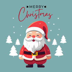 Christmas card with cute Santa. Happy celebrate xmas tag. Childish holiday greeting card. Hello winter