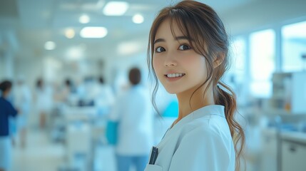 Fototapeta premium 病院で働く日本人女性