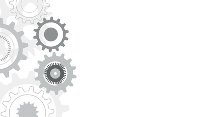 Gear wheel rotation, mechanical engineering, technology and innovation, black and white cogwheel system, copy space for text