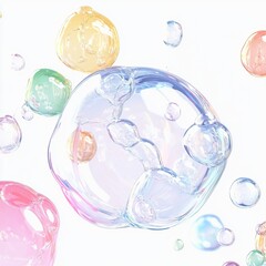 Colorful liquid bubbles isolated on white a background