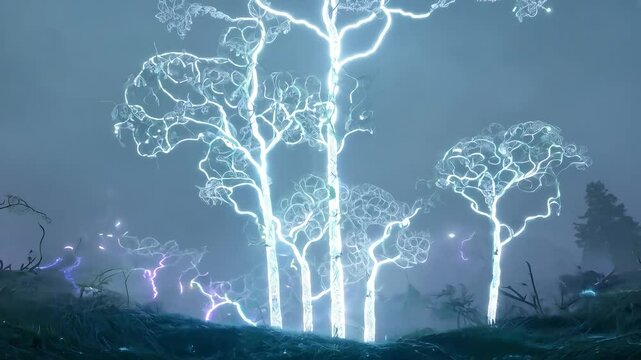 Enchanted Light Vines Vines made of pure light climbing and intertwining through enchanted landscapes